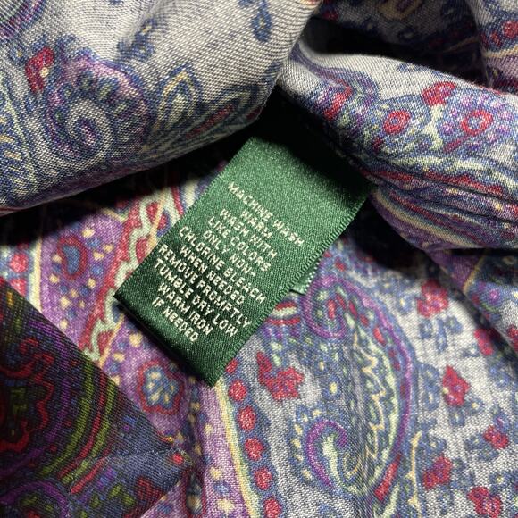 Lauren Ralph Lauren Button Up Blouse Womens Large Paisley Non Iron NWT - Picture 7 of 15